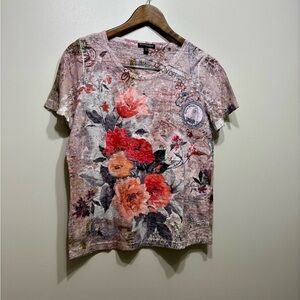 ✨$8 CLEAR-OUT✨ Conrad C Collection Vintage Lace Floral Tee Shirt Top Pink